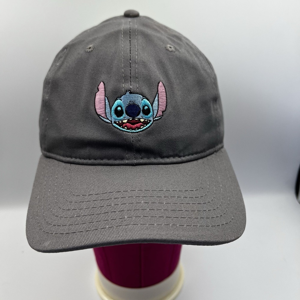 NEW! Disney Stitch Adult's Embroidered Baseball Cap Hat Grey Adjustable